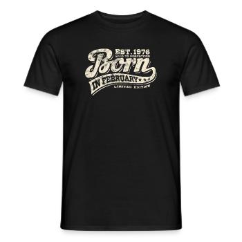 Born in February 1976 - Birthday - Gift - Men's T-Shirt - black - Front - AI Model Male 178 light (178cm)