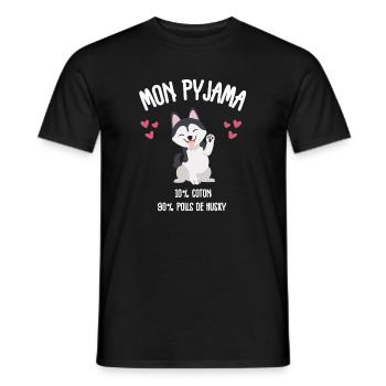 Husky Hair Pyjamas Humor - Männer T-Shirt - Schwarz - Vorne - AI Model Male 178 light (178cm)