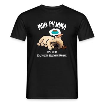 Pyjama Poils Chien Bouledogue Français - T-shirt homme - noir - Devant - AI Model Male 178 light (178cm)