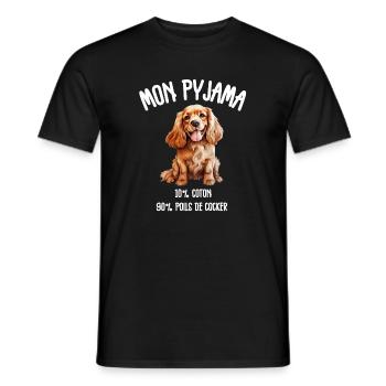 Cocker Spaniel Hundehaar-Pyjamas - Männer T-Shirt - Schwarz - Vorne - AI Model Male 178 light (178cm)