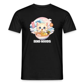Ramen Nouilles, Amoureux des Chats, Kats Kawaii Rétro - T-shirt homme - noir - Devant - AI Model Male 178 light (178cm)