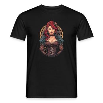 Steam Punk Beautiful Women Steampunk - Men's T-Shirt - black - Front - AI Model Male 178 light (178cm)