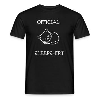Official Sleepshirt - Cute Sleeping Cat  - Men's T-Shirt - black - Front - AI Model Male 178 light (178cm)