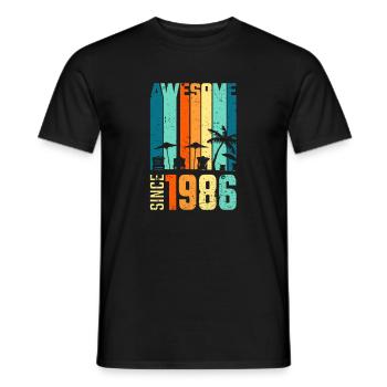Vintage Tropische Skyline Seit 1986 - Männer T-Shirt - Schwarz - Vorne - AI Model Male 178 light (178cm)