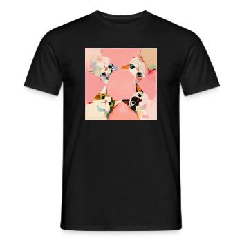 Vier Katzen im Kreis | Pastell Kawaii Motiv - Männer T-Shirt - Schwarz - Vorne - AI Model Male 178 light (178cm)