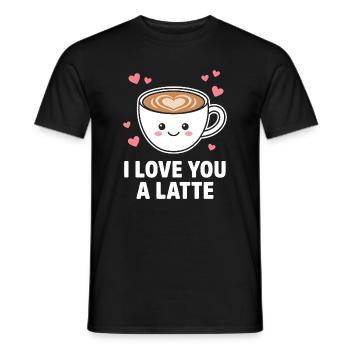 Ich liebe dich, ein süßer Latte-Kaffee-Design - Männer T-Shirt - Schwarz - Vorne - AI Model Male 178 light (178cm)