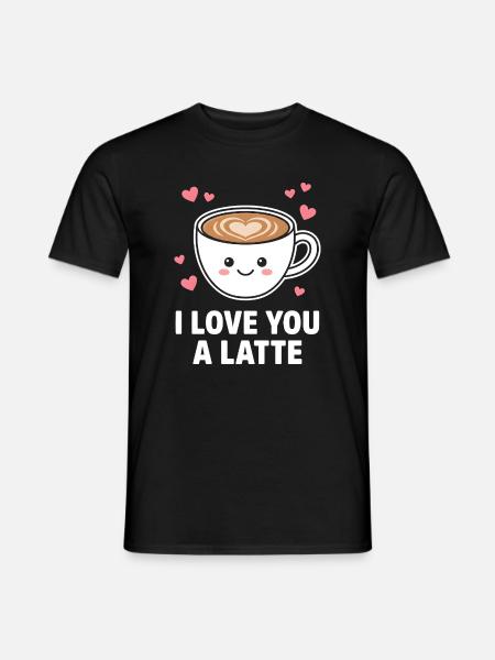 Ich liebe dich, ein süßer Latte-Kaffee-Design - Männer T-Shirt - Schwarz