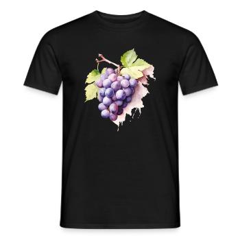 Grappe d’aquarelle de raisins - T-shirt homme - noir - Devant - AI Model Male 178 light (178cm)