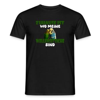 Zuhause ist wo meine Wellensittiche sind - Männer T-Shirt - Schwarz - Vorne - AI Model Male 178 light (178cm)