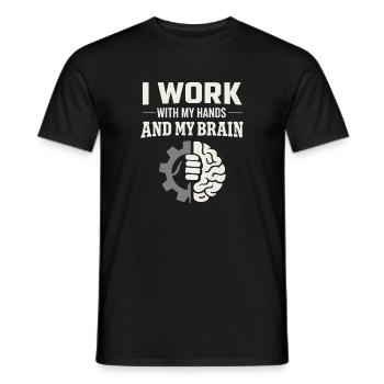 workers who are trained as welders and - Men's T-Shirt - black - Front - AI Model Male 178 light (178cm)