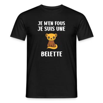 Belette Attitude Je M'en Fous - T-shirt homme - noir - Devant - AI Model Male 178 light (178cm)