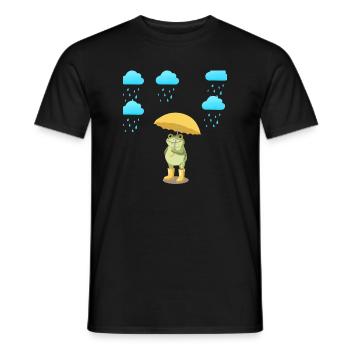 Frosch mit Regenschirm im Regen - Männer T-Shirt - Schwarz - Vorne - AI Model Male 178 light (178cm)