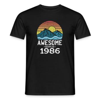 Sunset Mountains 1986 - Men's T-Shirt - black - Front - AI Model Male 178 light (178cm)