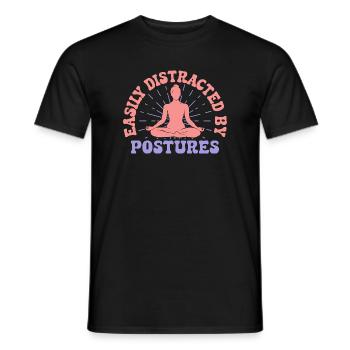 Yoga facilement distrait par des postures Yoga drôle - T-shirt homme - noir - Devant - AI Model Male 178 light (178cm)