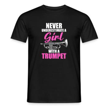 Une fille avec un trompettiste - T-shirt homme - noir - Devant - AI Model Male 178 light (178cm)
