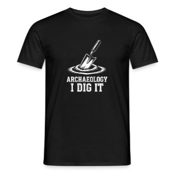 Archaeology I Dig It Spade Tee - Men's T-Shirt - black - Front - AI Model Male 178 light (178cm)