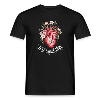 Liebe wächst hier anatomische Herzblumen - Männer T-Shirt - Schwarz - Vorne - AI Model Male 178 light (178cm)