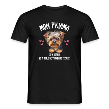 Yorkshire Terrier Humor-Pyjamas - Männer T-Shirt - Schwarz - Vorne - AI Model Male 178 light (178cm)