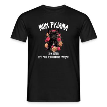 Pyjamas Hair Bulldog Humor - Men's T-Shirt - black - Front - AI Model Male 178 light (178cm)
