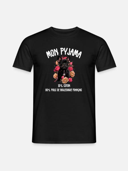 Pyjamas Hair Bulldog Humor - Men's T-Shirt - black