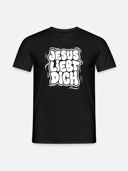 Jesus Loves You Bubblig Lettering - Men's T-Shirt - black