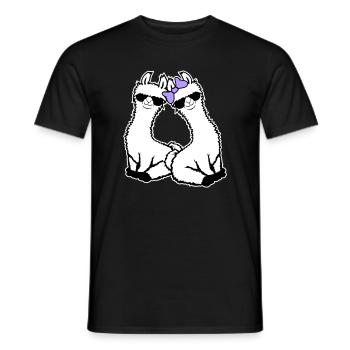 2 Llamas Couple In Love Cool Sunglasses Sitting - Men's T-Shirt - black - Front - AI Model Male 178 light (178cm)