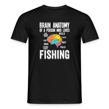 Anatomie du cerveau d’un amateur de pêche - T-shirt homme - noir - Devant - AI Model Male 178 light (178cm)
