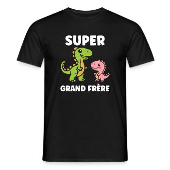 Super Grand Frère Dinosaure - T-shirt homme - noir - Devant - AI Model Male 178 light (178cm)