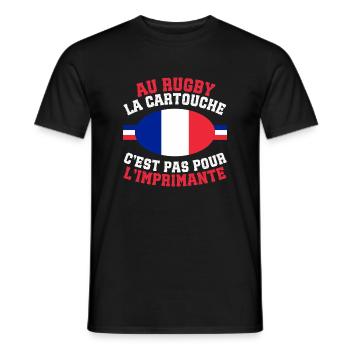Supporter Rugby Cartouche Humour - T-shirt homme - noir - Devant - AI Model Male 178 light (178cm)