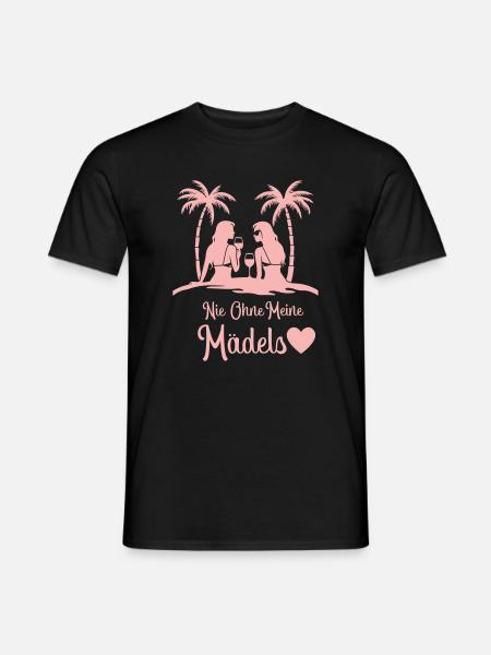 Never without my girls Palm Evening - Men's T-Shirt - black