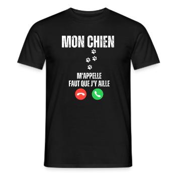 Mein Hund ruft mich, ich muss gehen - Männer T-Shirt - Schwarz - Vorne - AI Model Male 178 light (178cm)