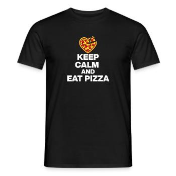 KEEP CALM AND EAT PIZZA, PIZZA JUNKIE GESCHENK 🍕 - Männer T-Shirt - Schwarz - Vorne - AI Model Male 178 light (178cm)