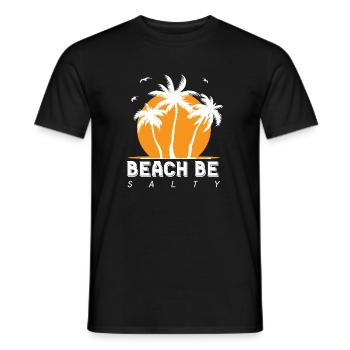 Plage Palmiers salés Coucher de soleil - T-shirt homme - noir - Devant - AI Model Male 178 light (178cm)