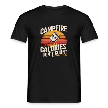 Campfire Calories Don't Count Funny Marshmallow - Men's T-Shirt - black - Front - AI Model Male 178 light (178cm)
