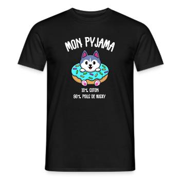 Lustige Husky-Hundepyjamas - Männer T-Shirt - Schwarz - Vorne - AI Model Male 178 light (178cm)