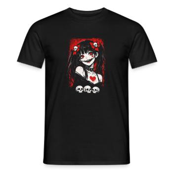 Fille gothique inquiétante d’anime d’horreur japonaise - T-shirt homme - noir - Devant - AI Model Male 178 light (178cm)