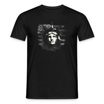Statue de la Liberté avec drapeau américain - T-shirt homme - noir - Devant - AI Model Male 178 light (178cm)