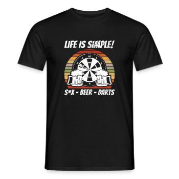 Leben Ist Einfach: Bier Darts - Männer T-Shirt - Schwarz - Vorne - AI Model Male 178 light (178cm)