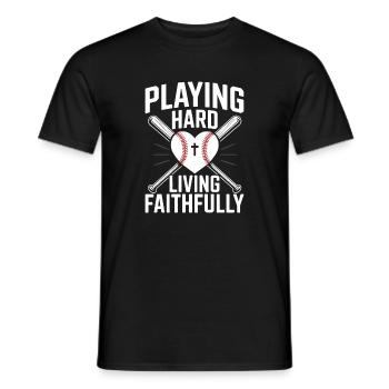 Joueur de baseball chrétien Bible Foi Jésus-Christ - T-shirt homme - noir - Devant - AI Model Male 178 light (178cm)
