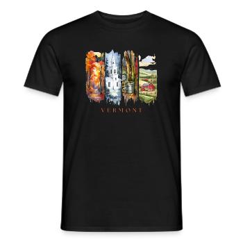 Voyage dans le Vermont – Feuillage d’automne et vie à la ferme - T-shirt homme - noir - Devant - AI Model Male 178 light (178cm)
