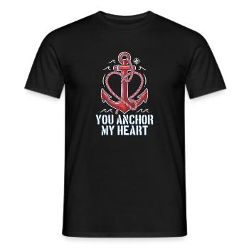 Du ankerst mein Herz Nautisches Segelboot Valentine - Männer T-Shirt - Schwarz - Vorne - AI Model Male 178 light (178cm)