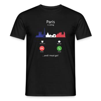 Paris appelle le design de voyage skyline français - T-shirt homme - noir - Devant - AI Model Male 178 light (178cm)