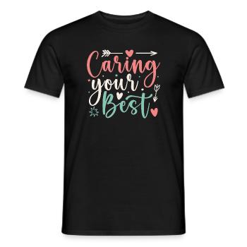Social Worker Quote Caring Your Best Social Work - Men's T-Shirt - black - Front - AI Model Male 178 light (178cm)