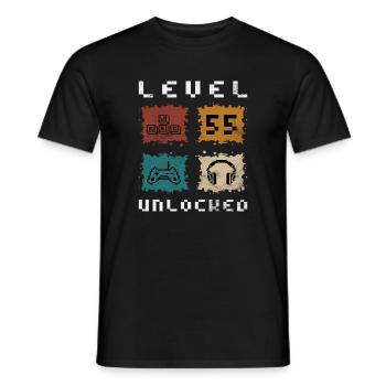 55e anniversaire Niveau 55 débloqué - T-shirt homme - noir - Devant - AI Model Male 178 light (178cm)