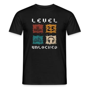 Level 25 freigeschaltet - Männer T-Shirt - Schwarz - Vorne - AI Model Male 178 light (178cm)