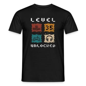 35th Birthday Level 35 unlocked - Men's T-Shirt - black - Front - AI Model Male 178 light (178cm)