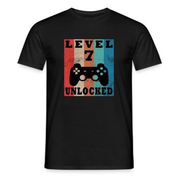 Level 7 freigeschaltet Retro-Controller - Männer T-Shirt - Schwarz - Vorne - AI Model Male 178 light (178cm)