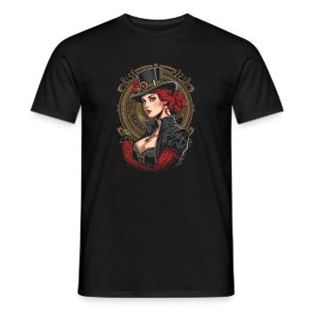 Steam Punk Beautiful Women Steampunk - Men's T-Shirt - black - Front - AI Model Male 178 light (178cm)