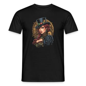 Steam Punk Beautiful Women Steampunk - Men's T-Shirt - black - Front - AI Model Male 178 light (178cm)