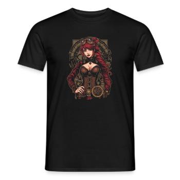 Steam Punk Beautiful Women Steampunk - Men's T-Shirt - black - Front - AI Model Male 178 light (178cm)
